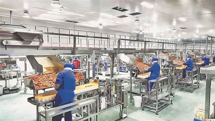 梅斯勒食品集團(tuán)生產(chǎn)車間 工人們緊張忙碌的食品生產(chǎn)現(xiàn)場(chǎng)